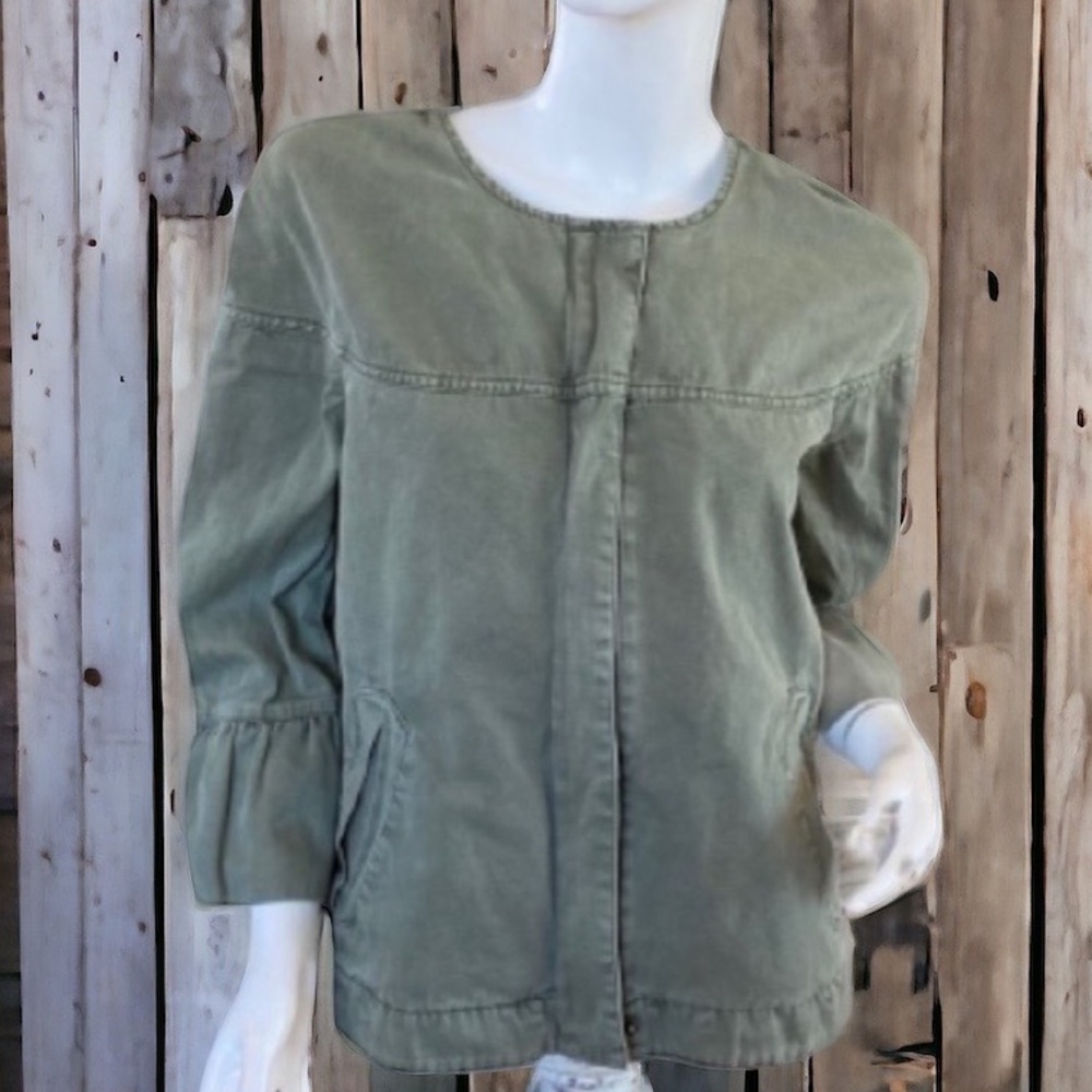 NWT Anthropologie Sanctuary Army Boho bohemian ruffle sleeve jacket L
